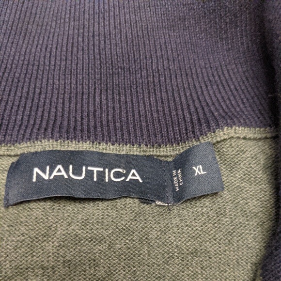 Nautica Men's Quarter Zip 1/4 Pullover Sweater Green Navy Size XL - Picture 5 of 10